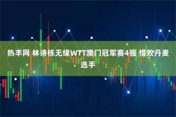 熱豐網 林詩棟無緣WTT澳門冠軍賽4強 惜敗丹麥選手